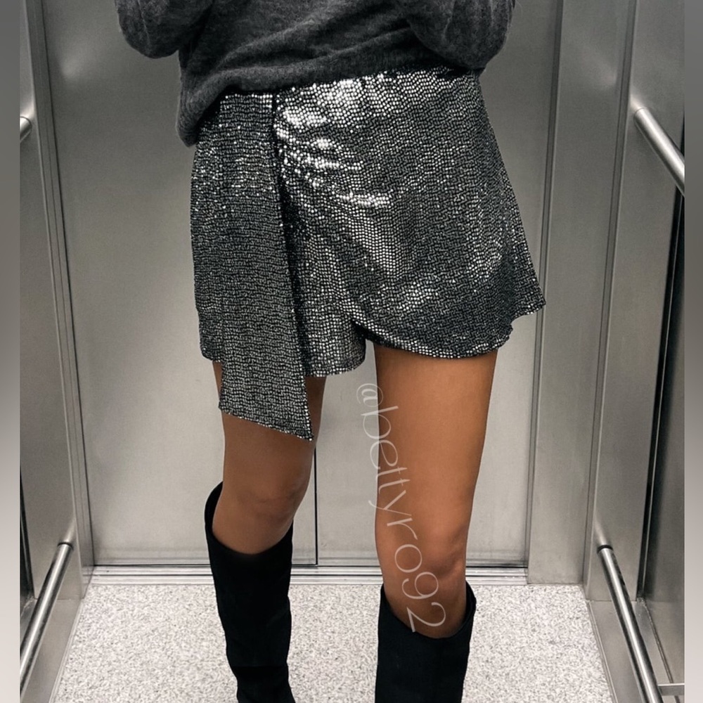 ZARA SPARKLY WRAP FRONT SKORT BLOGGERS FAVORITE